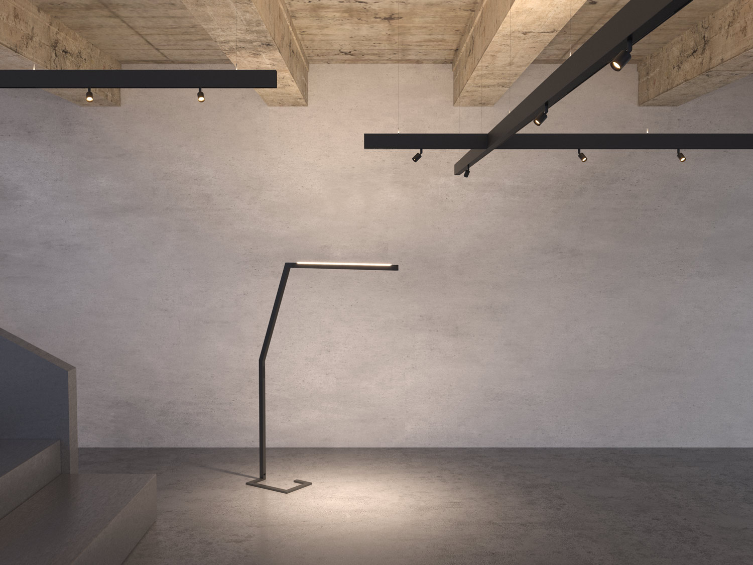 Família de produtos HYPRO com lentes Batwing - luminária de chão e sistema de perfis com iluminação indireta LED para uma distribuição uniforme da luz. (Representação do produto)