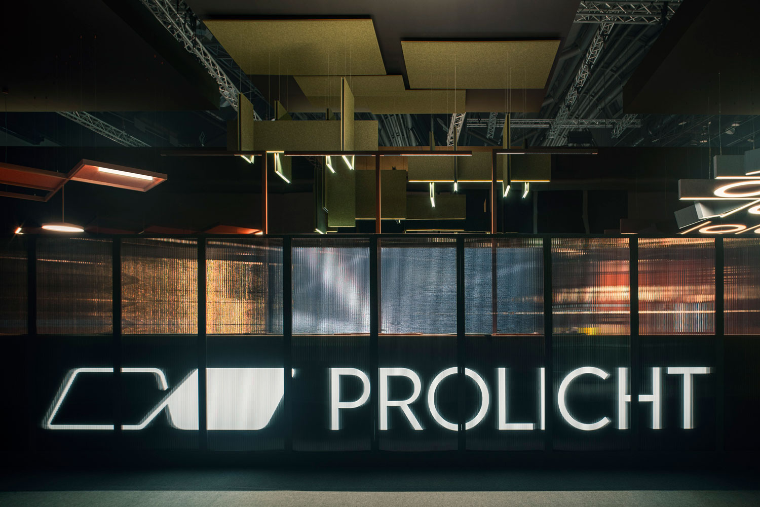 LULLABY, candeeiro suspenso acústico de Marc Sadler - instalação de design na feira comercial.