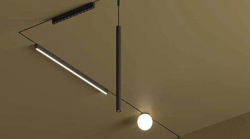 Sistema de calhas Just Black com projectores LED discretos e inserções de luz