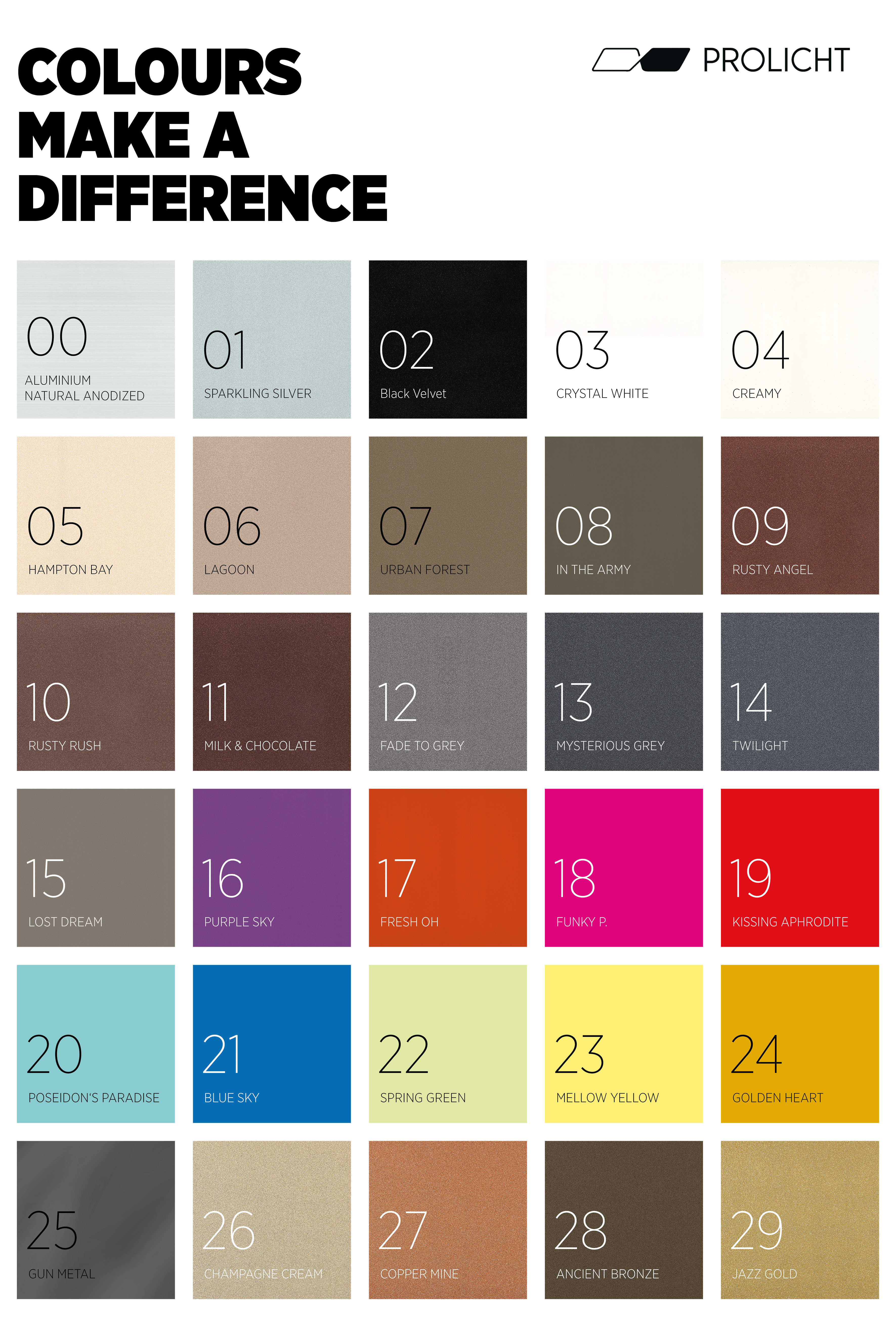 Light Elegance Color Chart