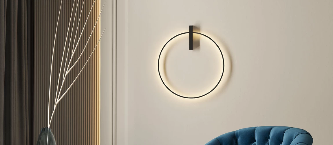 Just Black Halo Wandleuchte Rund Wohnzimmer Dekoleuchte Update