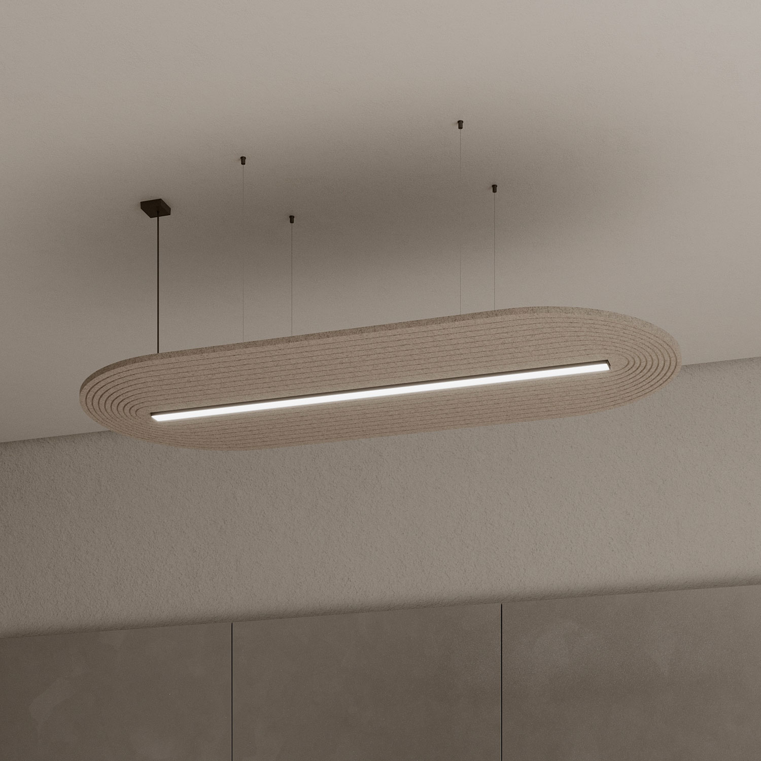 Akustik Leuchten Serenii Rundes Panel Mit Linearer Beleuchtung