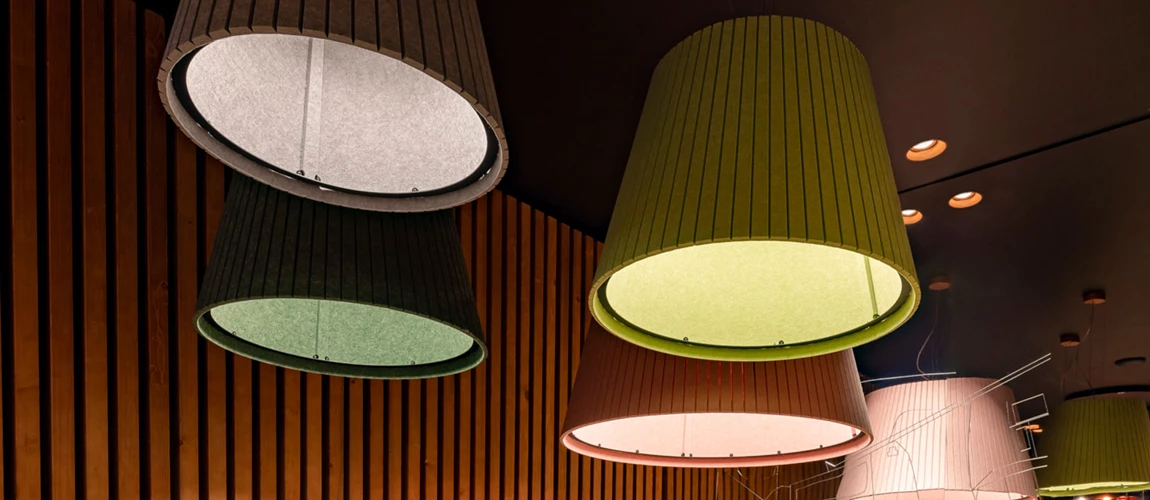 Colors Gruene Braune Akustikleuchten Decken Lampenschirm Essbereich Restaurant Schalldaemmung